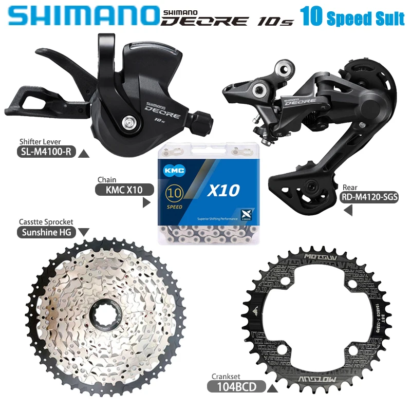 

Shimano Deore M4100 1x10 Speed MTB Groupset 42T/46T/50T Sunshine Cassette 10S Group X10 Chain 10V Original Bicycle Parts