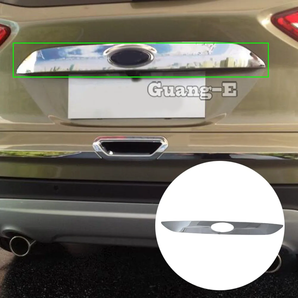 

Car Rear Back Bumper Cover ABS Chrome Wrap License Trim Frame Panel Lamp For Ford Kuga Escape 2013 2014 2015 2016