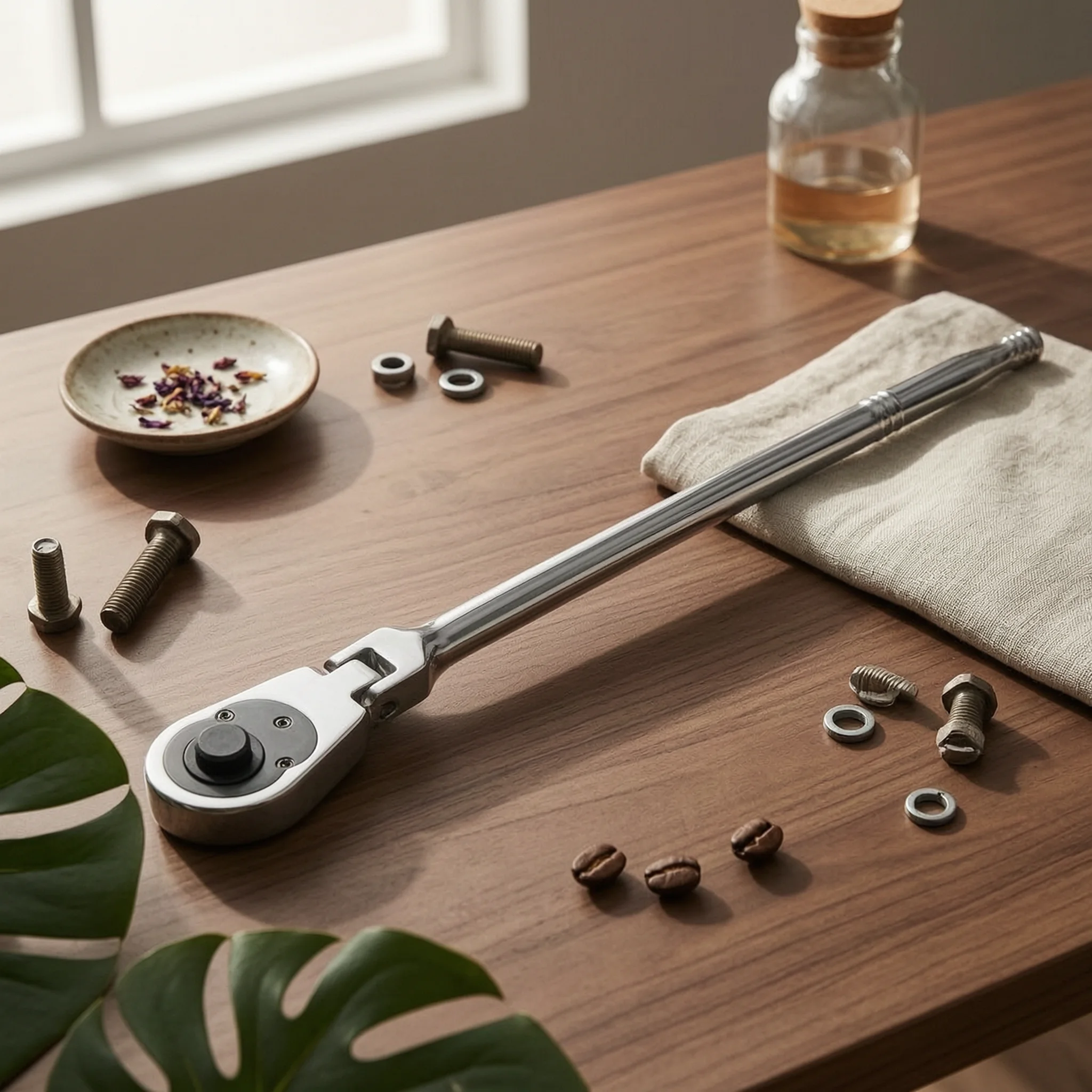 Ratcheting Wrench Straight-Shaft Ratchet Wrench Ratcheting Spanner Long-Lasting Tool Drop-Forged for Mechanics