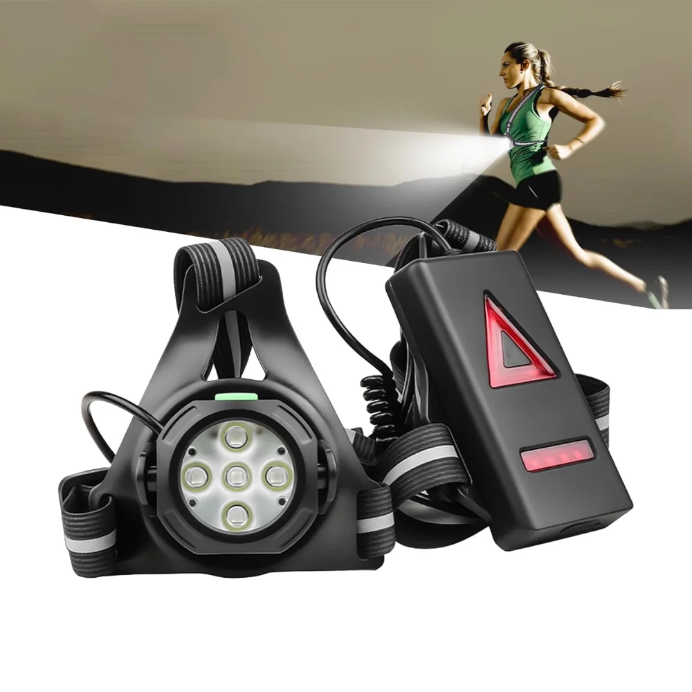 

LED Chest Front Multi-Lamp Red Warning USB Rechargeable Night Running Light Triangle Reflective Strap Back Light Backpack Light