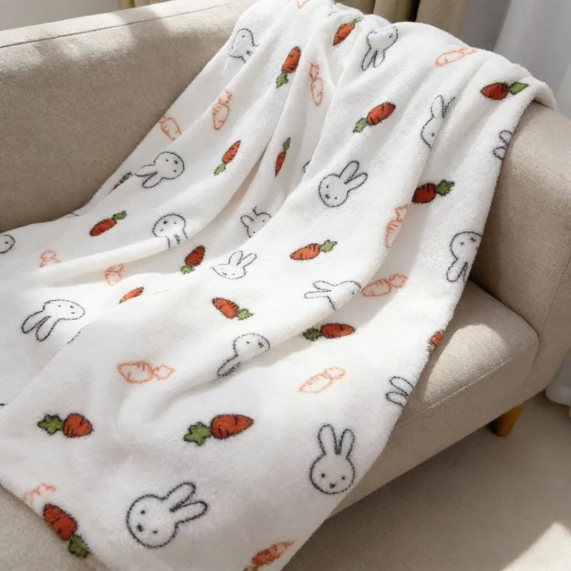 

Cute Miffy Flannel Quilt Office Nap Dormitory Shawl Kawaii Soft Warm Baby Student Blanket Gift Toy