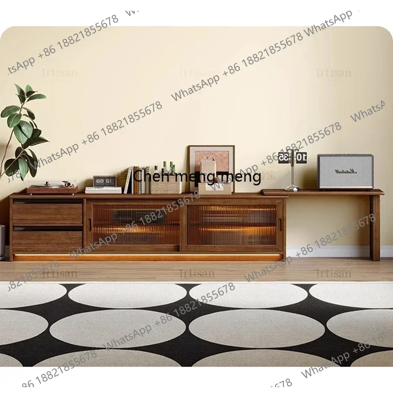 

Nordic Creative Solid Wood TV Stand Retro Storage Italian Expandable Small Space Floor-Standing Living Room Furniture