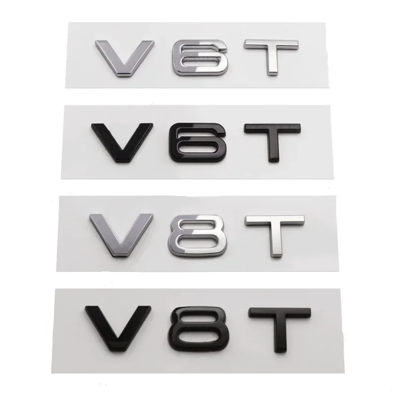 3D ABS V6T V8T Logo Car Rear Boot Trunk Side Fender Car Emblem Badge Sticker Decals For Audi A4L A5 A6L A7 S4 S5 Car Accessories