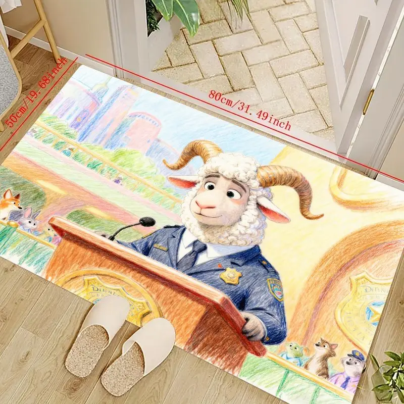 Alfombra de suelo de oficial de policía Zootopia Chief Bogo Ram Sheep, alfombra decorativa de estilo Anime con personaje de animales de dibujos animados para la vida, 1 ud.