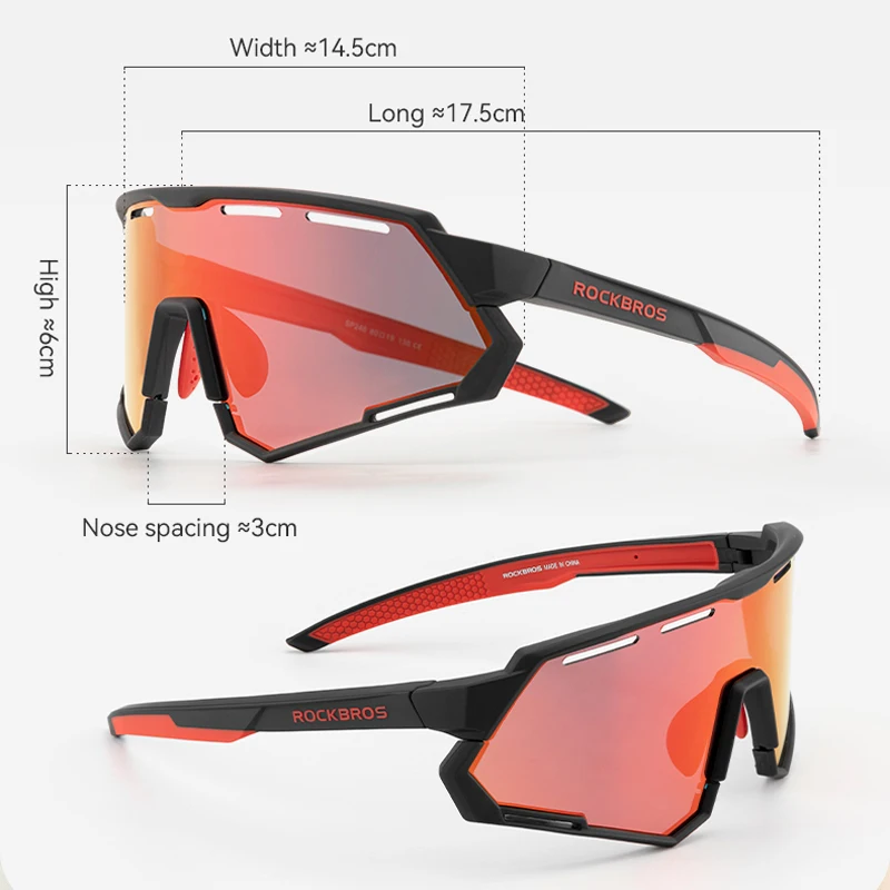 ROCKBROS 2 In 1 Cycling Glasses Photochromic Polarized Sport Sunglasses Men MTB Road Bike Eyewear Protection Bicycle Goggles