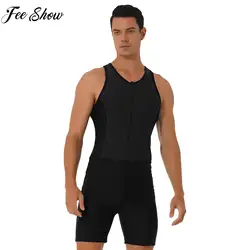 Mens One-piece Suits Rash Guard Swimsuit Sun Protection Swimming Outfit Sleeveless Zippered Vest Surfing Shorty Bodysuit Wetsuit