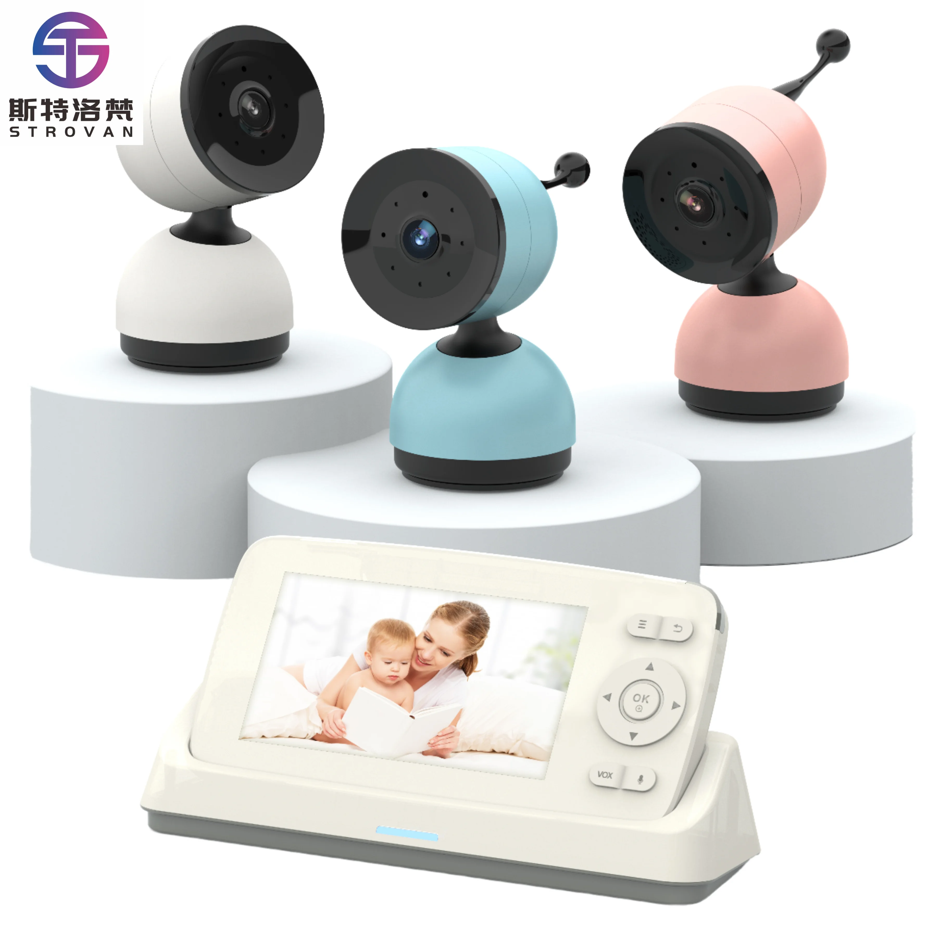 5-Inch HD 1080p Video Baby  with Audio Wi-Fi Communication Cry Sound Detection Two-Way Audio Camera Rechargeable Battery
