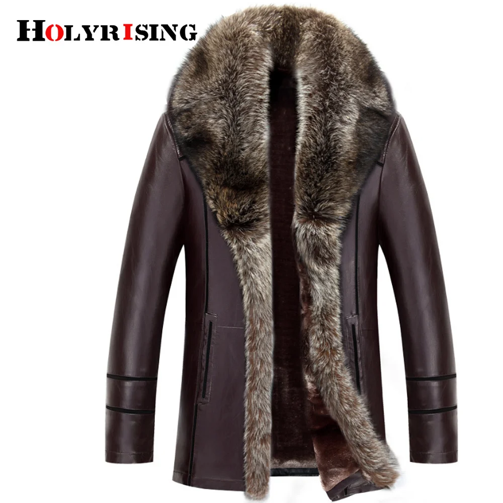 

Men Real animal Fur Coat jaqueta de couro chaqueta cuero hombre men Faux leather jacket winter thick 18295-5