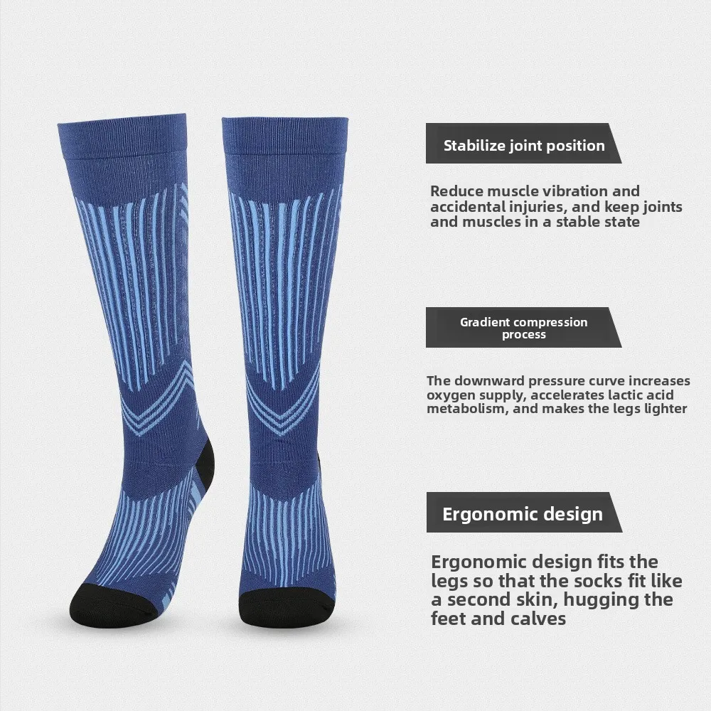 جوارب ضغط جديدة للرجال والنساء رياضة الجري ماراثون ركوب السهم تصميم شريطي