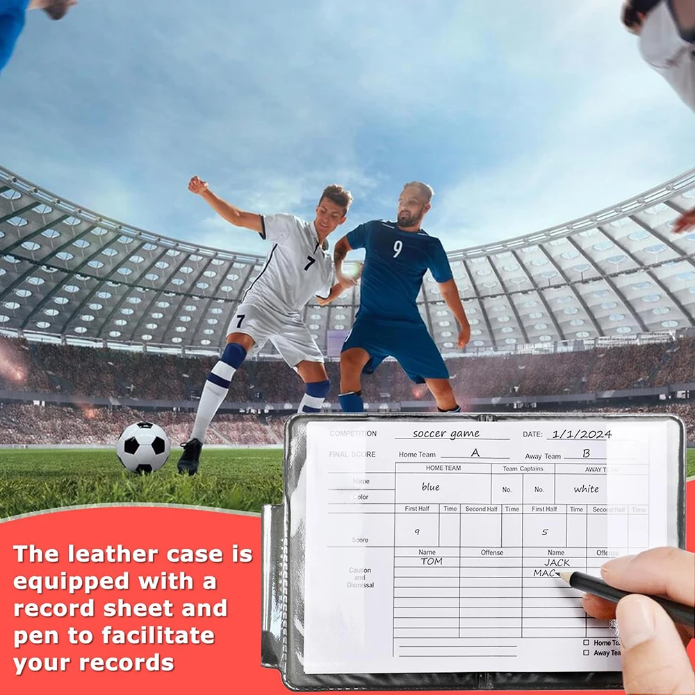 Soccer Referee Cards Set Scorebook Whistle Pencil Red and Yellow Warning Cards Metal Whistle with Sports Coach Referee Card Set