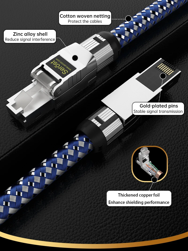 Serost Hifi Audio LAN-Kabel 99,9999% OFC-Kupfer Cat7 Ethernet-Kabel, RJ45 Netzwerkkabel Optimiert für Audio-Streaming & NAS – Detail 5