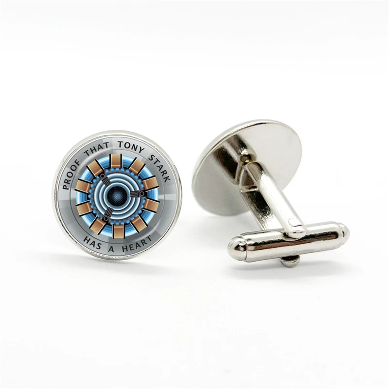 Proof That Tony Stark Has A Heart Cufflinks High Quality Glass Dome Photo Shirt Cufflinks Cuff Links for Mens Fashion Jewelry