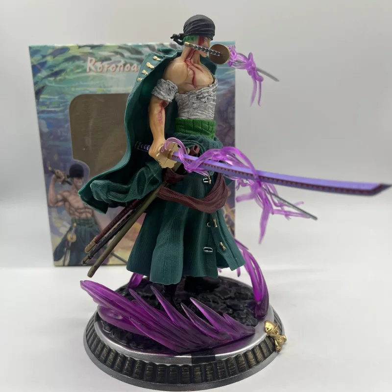 22 cm Gk Fight A Bloody Battle Roronoa Zoro One Piece Anime Figurstehree Knives Mighty Stunts Statue Modell Sammlung Jungen Spielzeug