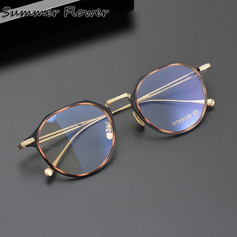 

Titanium Glasses Frame Men Fashion Designer Round Prescription Eyeglasses Spectacles Light Optical Myopia Eyewear Women
