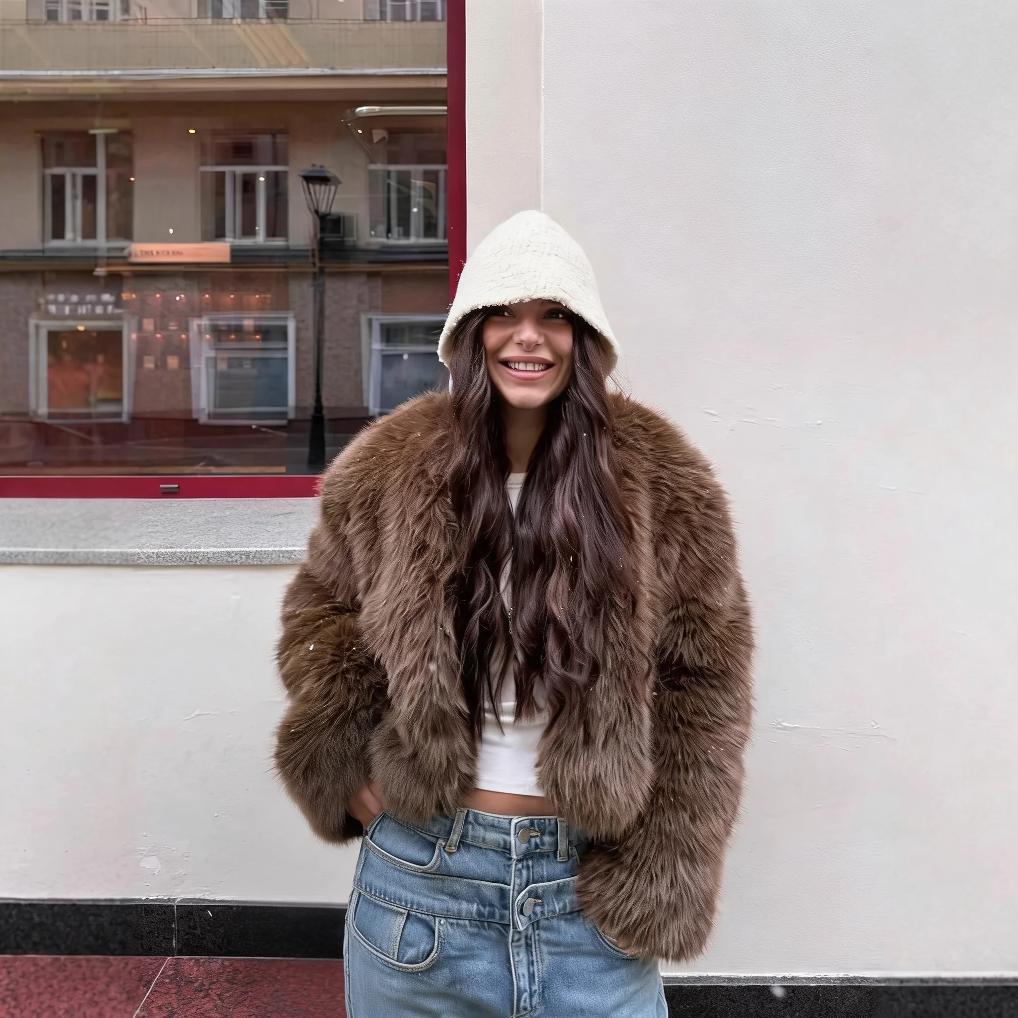 Pocket No Hood Coat Cropped Elegant with Round Neck Graceful Elegant Short Length Long Sleeve Regular Sleeve Summer Women Coat