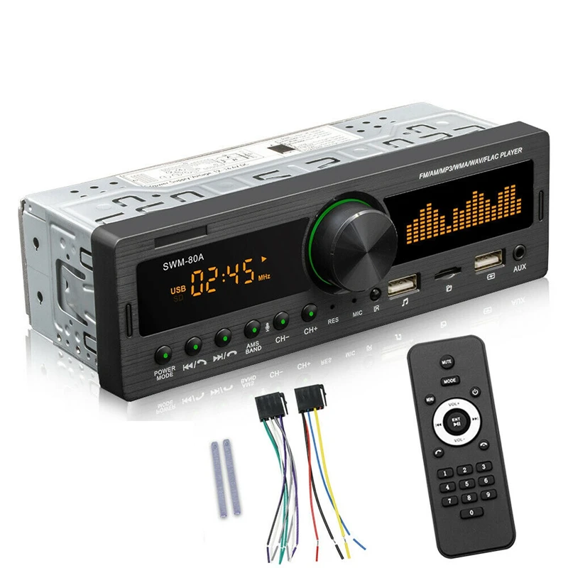 1DIN Car Radio Stereo Audio Bluetooth AM FM MP3 Player SD USB Classic Stereo Audio Playe APP Remote Control 60Wx4