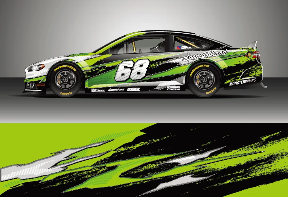 Lightning Full Body Racing Car Graphic Decal Vinyl Wrap Modern Design Vector Image Full Wrap Sticker Decorative Decal Width 58cm