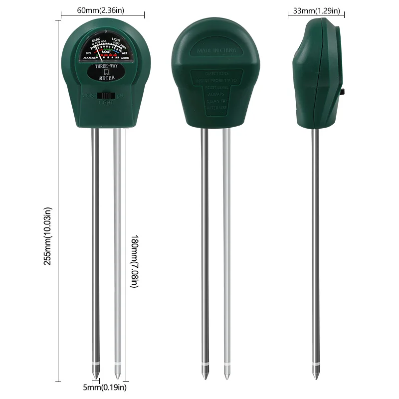 Three-in-one Soil Humidometer PH Measuring Tool Detector Soil Moisture Meter Hygrometer Probe Watering Test Gardening