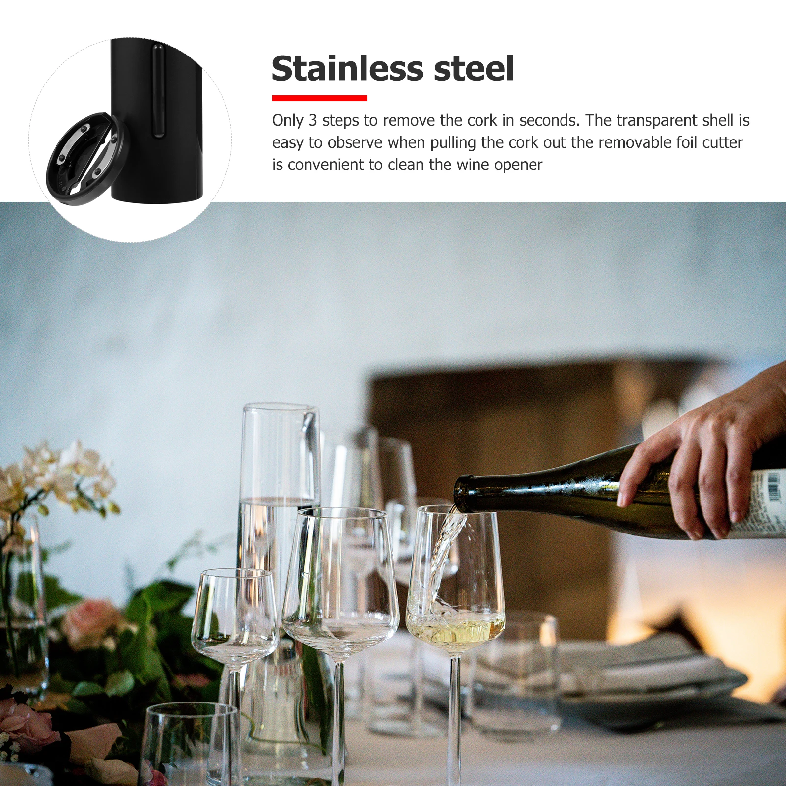 

Electric Wine Opener Fast Automatic Cork Removal Tool For All Wine Bottles Blue Light Ergonomic Design Portable Bottle Opening
