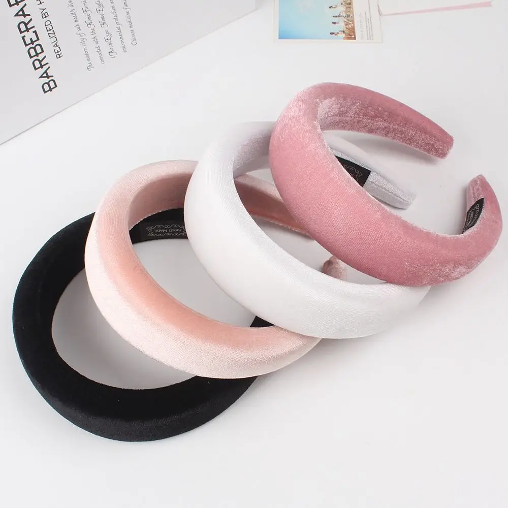 Women's Velvet Headband Padded Hairband Wide Sponge Hair Hoop Band Accessories