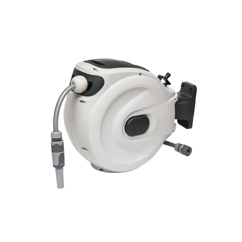 

automatic retractable Retractable Garden Hose Reel,1/2 in x 100 FT Wall Mounted Hose Reel, with 8- Function Sprayer Nozzle