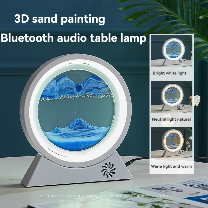 Bluetooth Speaker Creative Dynamic Aesthetical Quicksand Painting Hourglass Light Desktop Ornament Atmosphere Table Sandscape