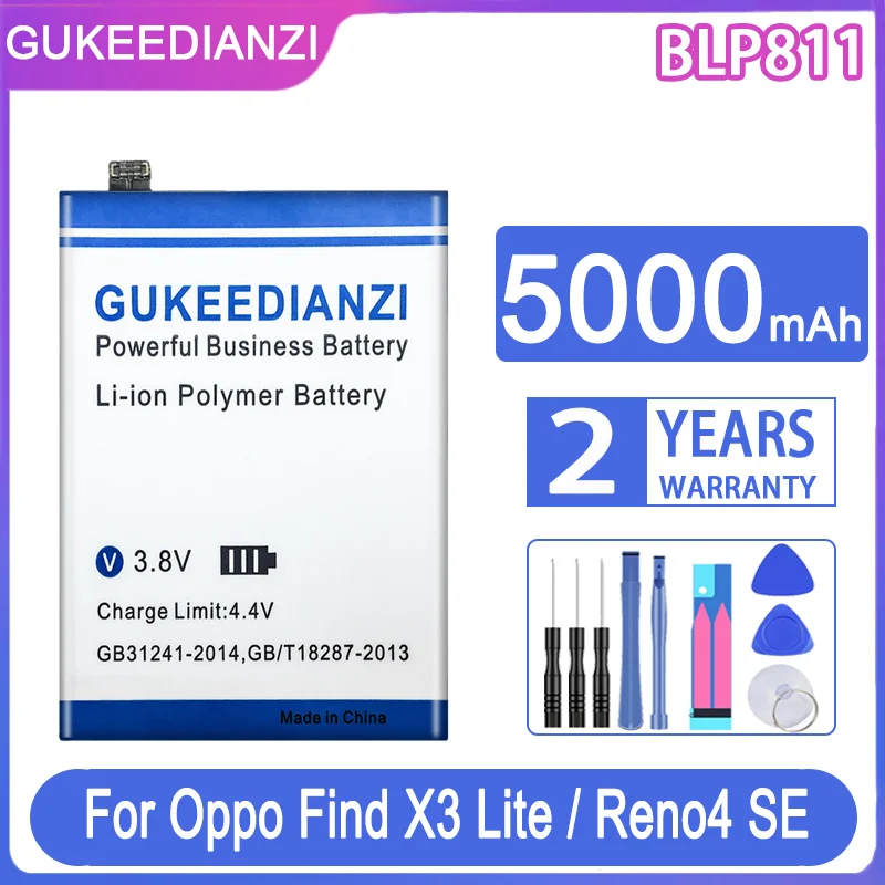 

GUKEEDIANZI Replacement Battery BLP811 5000mAh For Oppo Find X3 Lite CPH2145/Reno 4 se/5 5G 4SE PEGM PEAT00 PEAM00