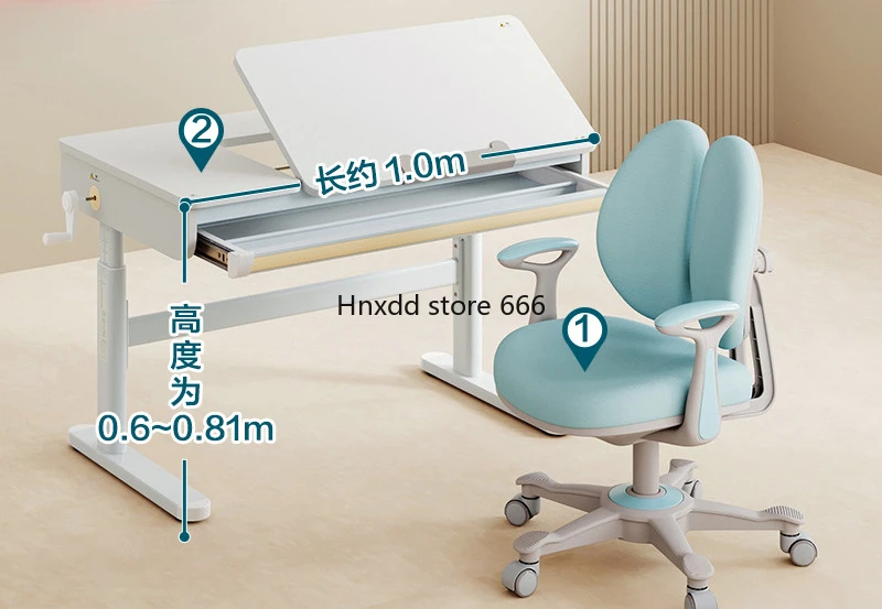 

Children's study table, primary school students' household liftable and chair set to write