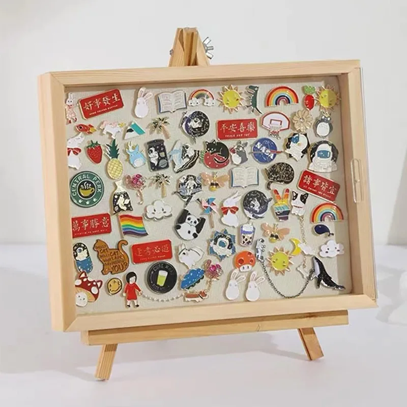 Solid Wood Medal & Badge Display Frame, Anti‑Oxidation Storage Board for Pins, Jewelry, Earrings, Necklaces and Medals