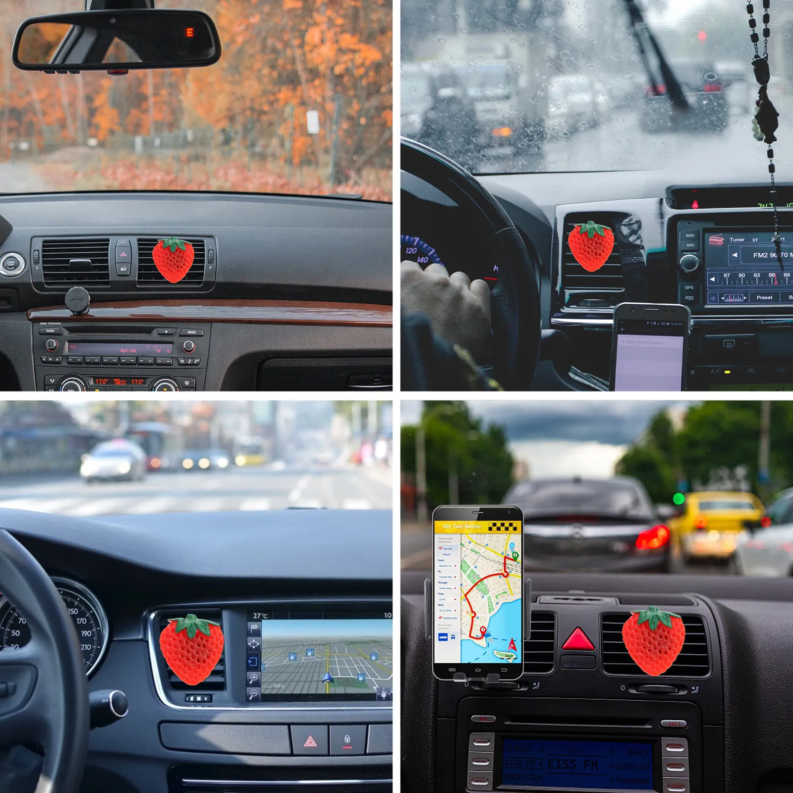 

Car Vent Clip Air Freshener Strawberry Design Acrylic Essential Oil Diffuser for Vehicle Office Bathroom Wardrobe Aromatherapy
