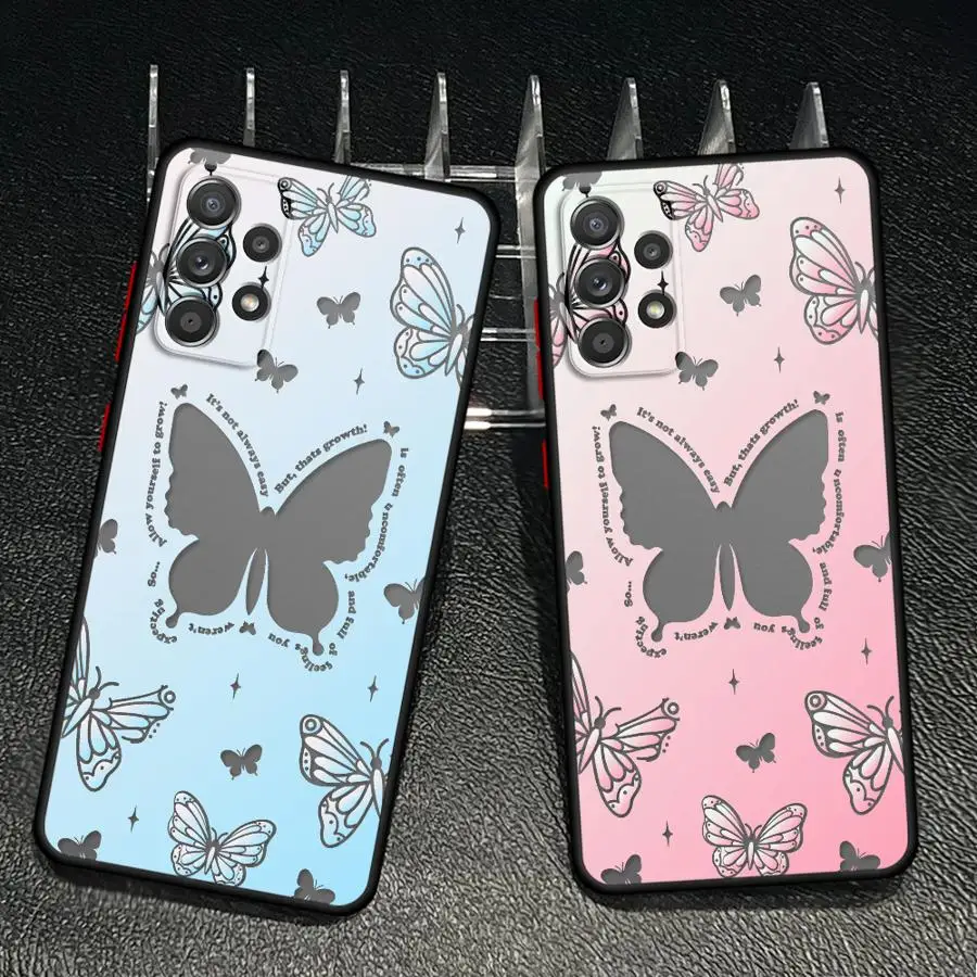 Pink Butterfly Phone Cover Case for Samsung Galaxy A52S A72 A35 A14 A23 A17 A52 A56 A55 A16 A15 A53 A54 A73 A33 A34 A36
