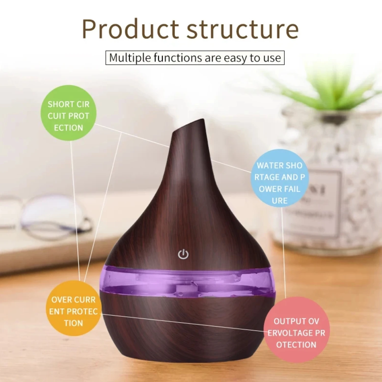 

Humidifier Air Diffuser Wood Ultrasonic Air Humidifier Essential Oil Aromatherapy Cool Mist Maker