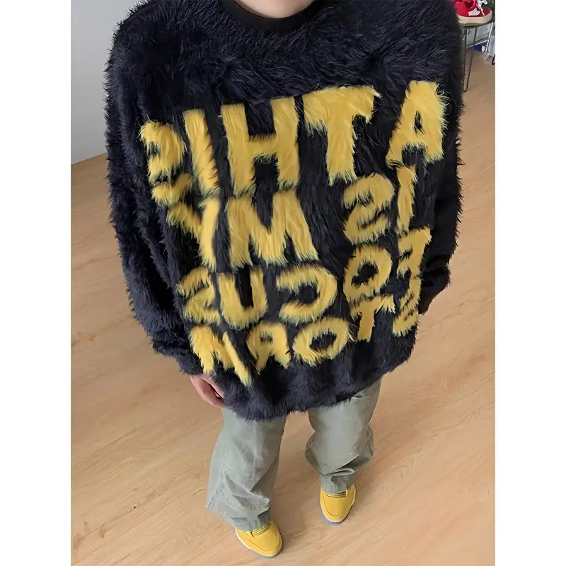 Pakaian Populer Korea, Pakaian Pria, Subkultur Y2K, Sweter Pakaian Pria, Pakaian Jalanan Pria Ke Pria, Atasan Pola Huruf Baru 2025