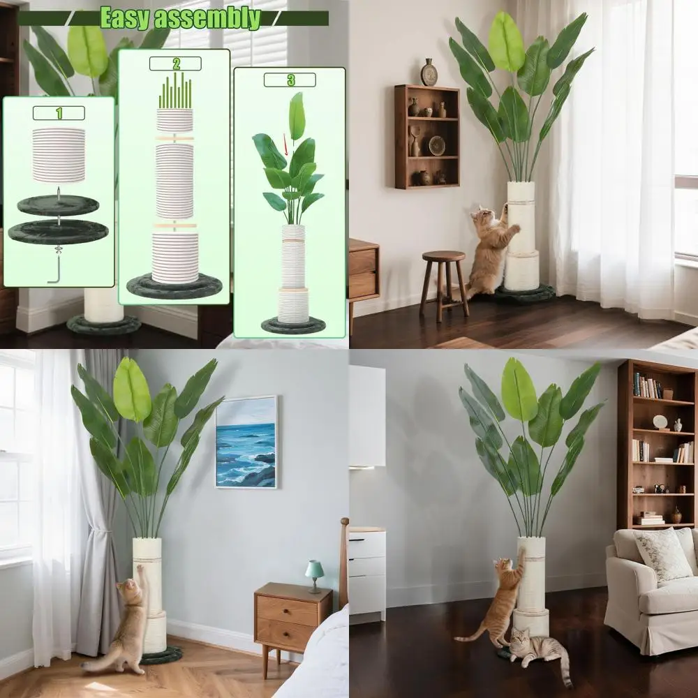 

70 Tall Cat Tower with 5.86FT Scratching Posts, Nature Sisal Rope, and Artificial Plants for Indoor Cats