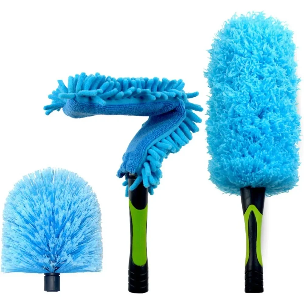 

Three Pack Soft Bristle Dusters Cobweb Microfiber Feather Flexible Ceiling Fan Twist Fit Standard Threaded Pole