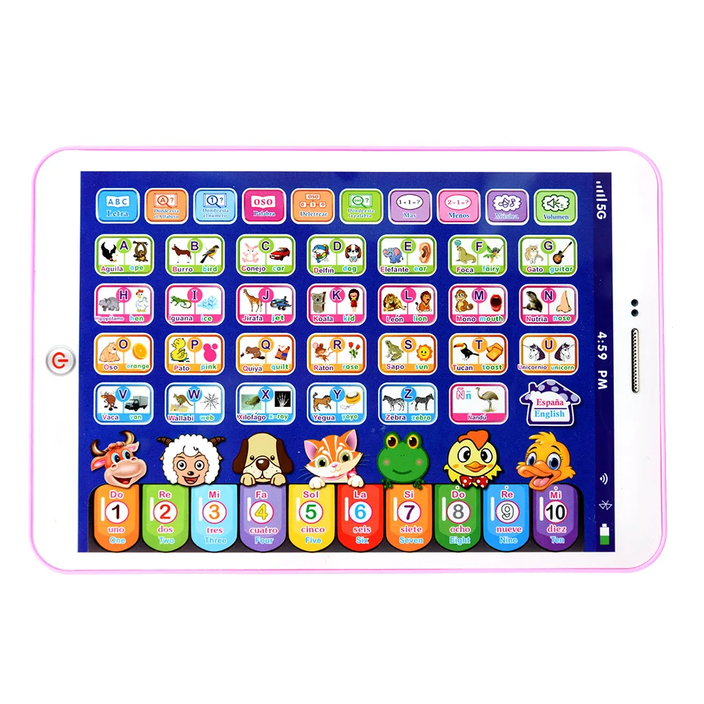 Spanish Alphabet Child Tablet Point Read Touch Enable Laptop Compluter Educational Toys Play Mobel Details for Children's Gifts