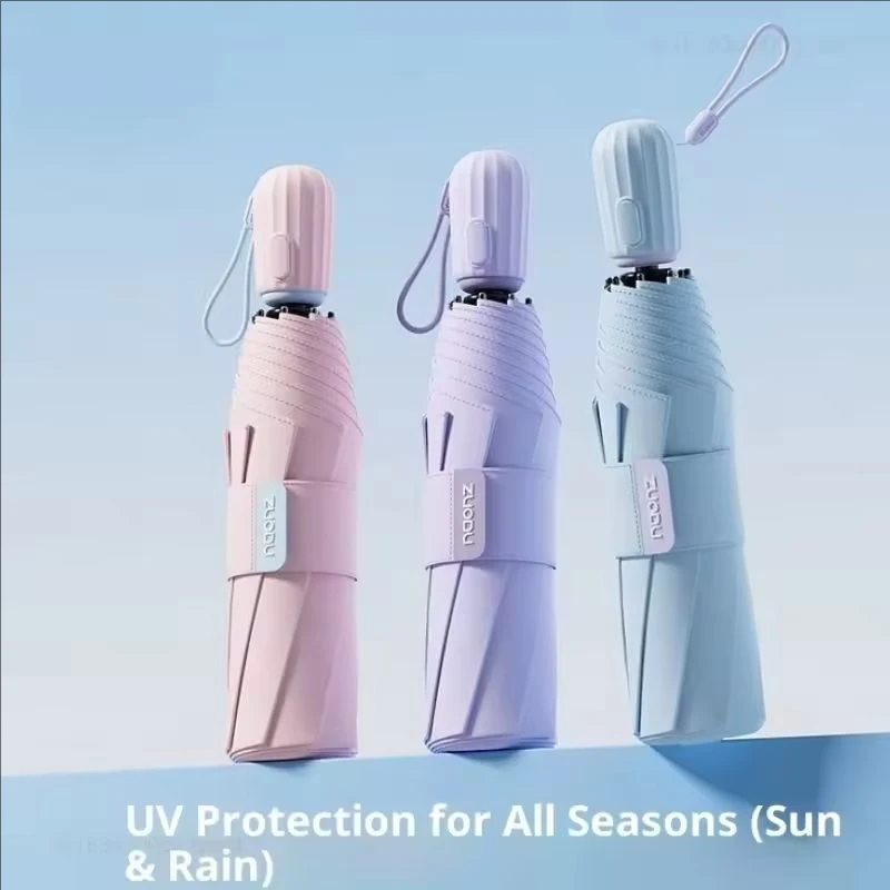 ZUODU Mini Folding Umbrella Sun for Women Men Fashion Anti-UV Portable Pocket Travel Umbrella Automatic Umbrella Strong Sunshade