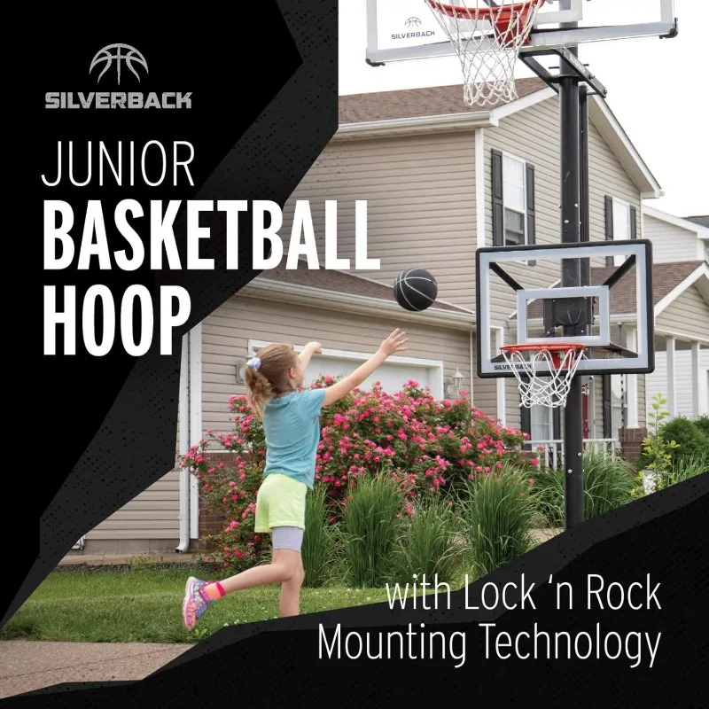 Junior Youth 33" Basketball Hoop with Lock ‘n Rock Mounting Technology Mounts to Round and Vertical Poles, Black (B84 image 2