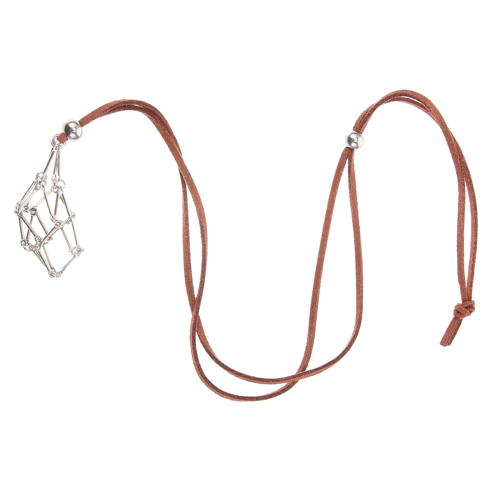 

1pcs Crystal Pendant Net Bag Cage Necklace Stone Holder Empty Necklace Natural Cord Wooden Beads Home