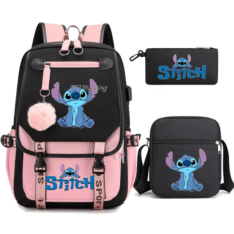 Cartoon 3pcs Lilo & Stitch plecaki Cosplay Unisex szkolna torba patchworkowa pojemność książeczka na laptopa plecak podróżny