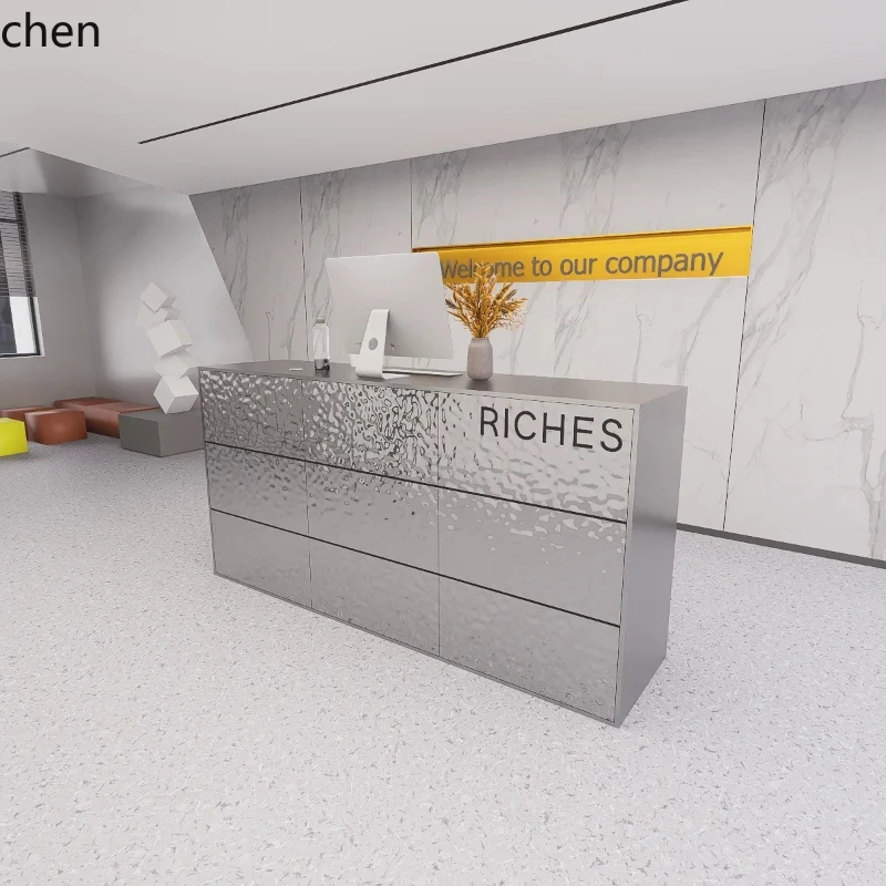 

b7- Stainless Steel Cashier Counter Clothing Store Bar Beauty Salon Reception Simple Modern Company Front Desk