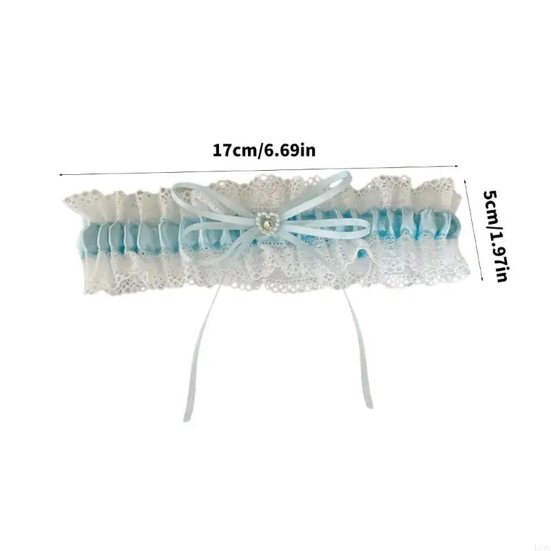 L5YC Blue Rhinestones Sarter مع تقليم الدانتيل لإكسسوارات الملابس الداخلية الزفاف #6