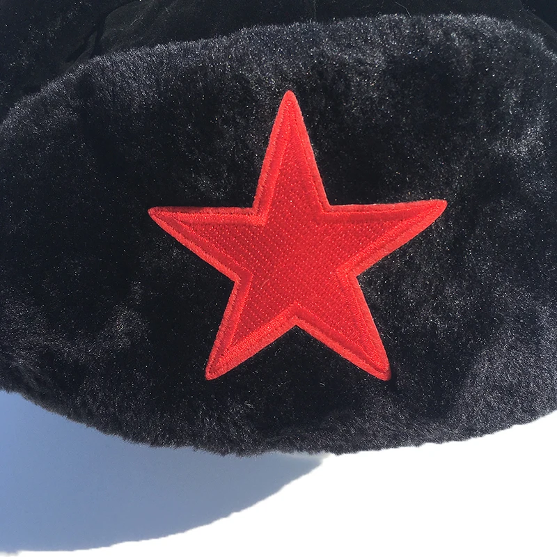 Lei Feng Hat Men\'s And Women\'s Winter Warm Hat Plush And Thick Cold Proof Cycling Ear Protection Red Five Pointed Star Hat C92