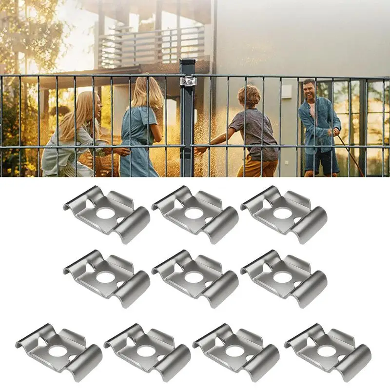 

Fence Attachment Clamps 10X Stainless Steel Mesh Fence Bracket Holder Anti-theft Design Barrier Attachment Fixing Bracket For