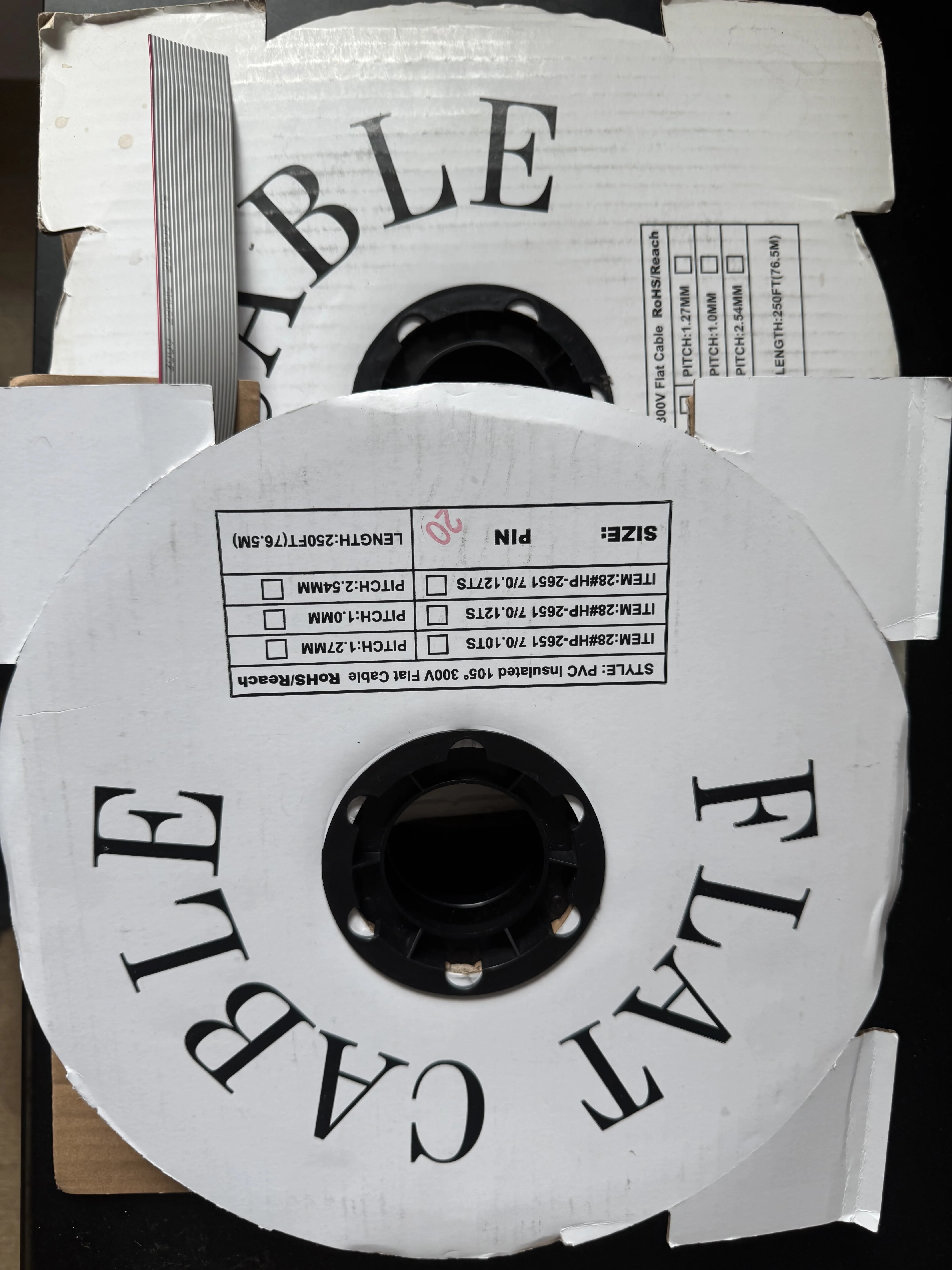 1Reel 76Meter 6/8/10/12/16/20/30/40/50P Pin 1.27mm Pitch Color Flat Ribbon Cable Rainbow Wire For FC Dupont DC3 IDC Connector