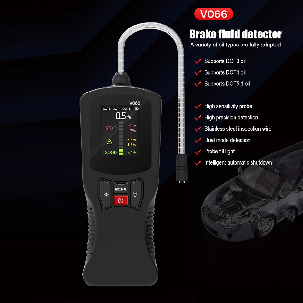 Digital Car Brake Fluid Tester DOT3 DOT4 DOT5.1 Brake Oil Test Liquid Detection High Precision with LED Indicator Accessories