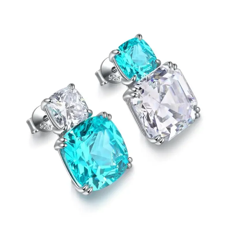 RUIF 2024 New Popular S925 Silver 15.55ct Lab Grown Paraiba Sapphire Earrings Wedding Party