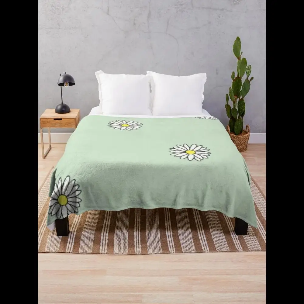 

Мягкое уютное зеленое одеяло с цветочным принтом для декора гостиной и кровати