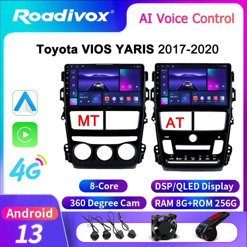 

roadivox Android car radio for Toyota VIOS YARIS 2017 2020 GPS Navigation video Multimedia Player tape recorder