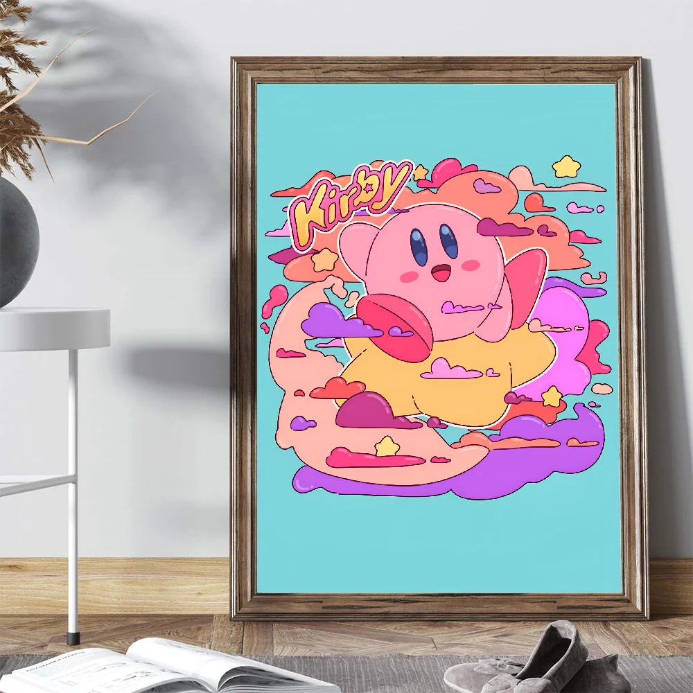 Cartoon Cute K-Kirbys  Poster Self-adhesive Art Poster Retro Kraft Paper Sticker DIY Room Bar Cafe Vintage Decorative Painting